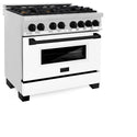 ZLINE Autograph Edition 36 in. 4.6 cu. ft. Legacy Dual Fuel Range with 6 Burner Gas Cooktop and Electric Convection Oven in Stainless Steel with White Matte Door and Matte Black Accents, Open Box-Good Condition