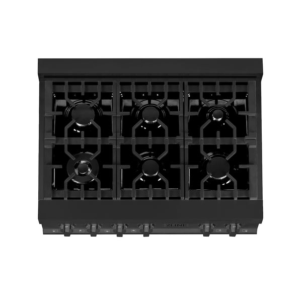 ZLINE 36 in. Classic Gas Rangetop with 6 Burners and Porcelain Cooktop in Black Stainless Steel, Open Box-Great Condition