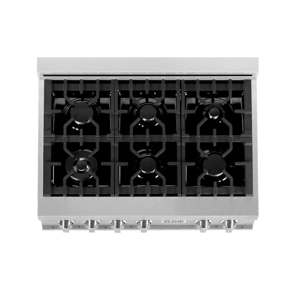 ZLINE 36 in. Classic Gas Rangetop with 6 Burners and Porcelain Cooktop in Satin Stainless Steel, Open Box-Good Condition