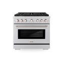 ZLINE 36 in. 5.2 cu. ft. Paramount Dual Fuel Range with 6 Burner Gas Cooktop and Electric Convection Oven in Stainless Steel (SDR36)