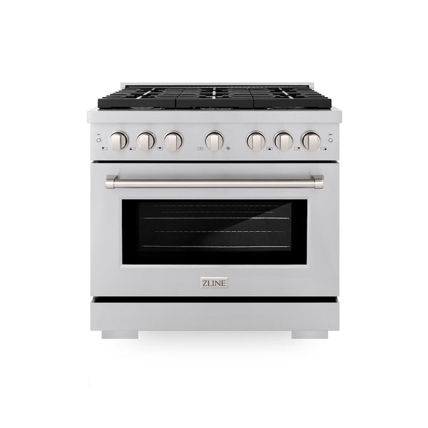 ZLINE 36 in. 5.2 cu. ft. Paramount Dual Fuel Range with 6 Burner Gas Cooktop and Electric Convection Oven in Stainless Steel, Open Box-Great Condition