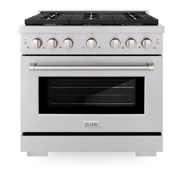 ZLINE 36 in. 5.2 cu. ft. Paramount Dual Fuel Range with 6 Burner Gas Cooktop and Electric Convection Oven in Stainless Steel, Open Box-Great Condition