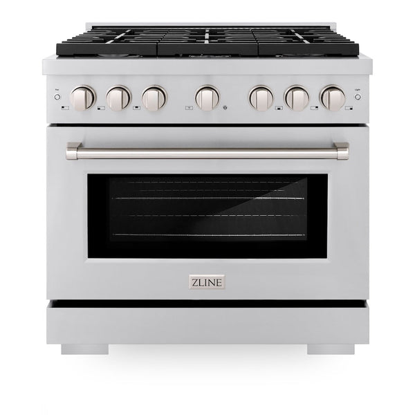 ZLINE 36 in. 5.2 cu. ft. Paramount Dual Fuel Range with 6 Burner Gas Cooktop and Electric Convection Oven in Stainless Steel, Open Box-Good Condition