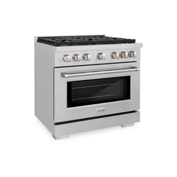 ZLINE 36 in. 5.2 cu. ft. Paramount Dual Fuel Range with 6 Burner Gas Cooktop and Electric Convection Oven in Stainless Steel, Open Box-Great Condition