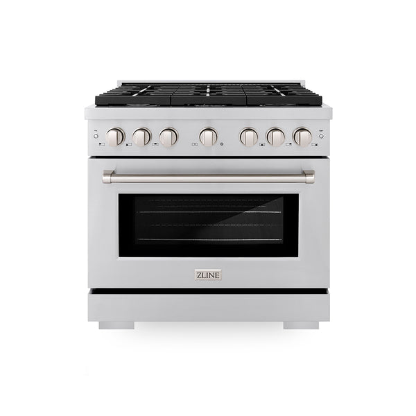 ZLINE 36 in. 5.2 cu. ft. Paramount Gas Range with 6 Burner Cooktop and Convection Gas Oven in Stainless Steel, Open Box-Great Condition