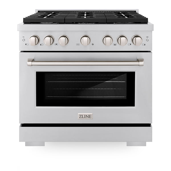 ZLINE 36 in. 5.2 cu. ft. Paramount Gas Range with 6 Burner Cooktop and Convection Gas Oven in Stainless Steel, Open Box-Great Condition
