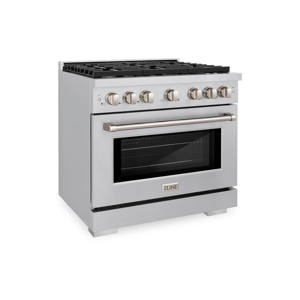ZLINE 36 in. 5.2 cu. ft. 6 Burner Gas Range with Convection Gas Oven in Stainless Steel (SGR36)