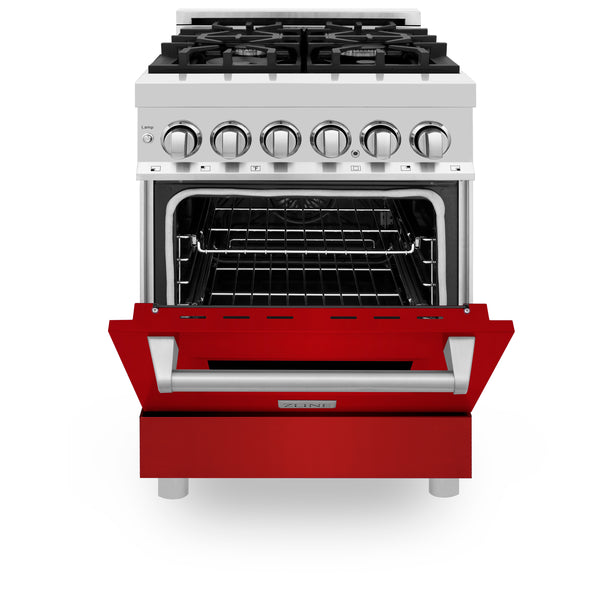 ZLINE 24 in. 2.8 cu. ft. Legacy Dual Fuel Range with 4 Burner Gas Cooktop and Electric Convection Oven