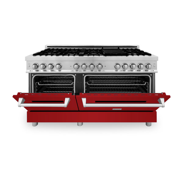 ZLINE 60 in. 7.4 cu. ft. Legacy Dual Fuel Range with 9 Burner Gas Cooktop and 2 Electric Convection Ovens