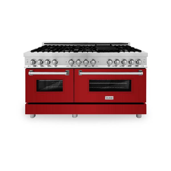 ZLINE 60 in. 7.4 cu. ft. Legacy Dual Fuel Range with 9 Burner Gas Cooktop and 2 Electric Convection Ovens