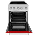 ZLINE 24 in. 2.8 cu. ft. Legacy Induction Range with 4 Element Cooktop and Electric Oven in Stainless Steel and Red Gloss Door, Open Box-Great Condition