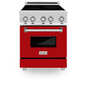 ZLINE 24 in. 2.8 cu. ft. Legacy Induction Range with 4 Element Cooktop and Electric Oven in Stainless Steel and Red Gloss Door, Open Box-Great Condition