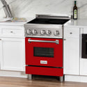ZLINE 24 in. 2.8 cu. ft. Legacy Induction Range with 4 Element Cooktop and Electric Oven in Stainless Steel and Red Gloss Door, Open Box-Great Condition