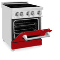 ZLINE 24 in. 2.8 cu. ft. Legacy Induction Range with 4 Element Cooktop and Electric Oven in Stainless Steel and Red Gloss Door, Open Box-Great Condition