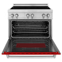 ZLINE 36 in. 4.6 cu. ft. Legacy Induction Range with 5 Element Cooktop and Electric Oven in Stainless Steel and Red Gloss Door, Open Box-Great Condition