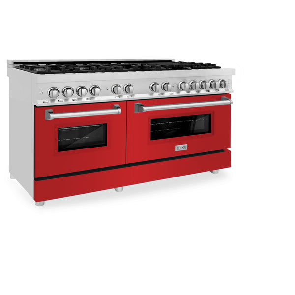 ZLINE 60 in. 7.4 cu. ft. Dual Fuel Range with Gas Stove and Electric Oven in Stainless Steel with Color Options (RA60)