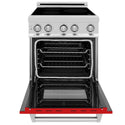 ZLINE 24 in. 2.8 cu. ft. Legacy Induction Range with 4 Element Cooktop and Electric Oven in Stainless Steel and Red Matte Door, Open Box-Great Condition