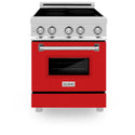 ZLINE 24 in. 2.8 cu. ft. Legacy Induction Range with 4 Element Cooktop and Electric Oven in Stainless Steel and Red Matte Door, Open Box-Great Condition