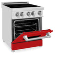 ZLINE 24 in. 2.8 cu. ft. Legacy Induction Range with 4 Element Cooktop and Electric Oven in Stainless Steel and Red Matte Door, Open Box-Great Condition