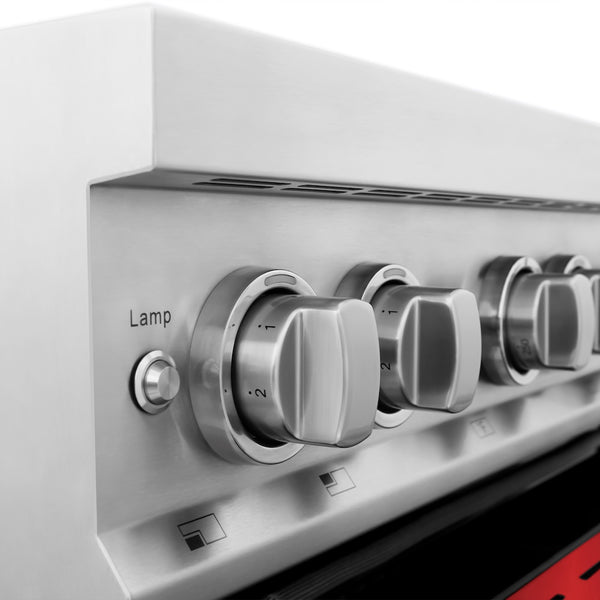 ZLINE 30 in. 4.0 cu. ft. Legacy Induction Range with 4 Element Cooktop and Electric Oven in Stainless Steel and Red Matte Door, Open Box-Great Condition
