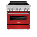 ZLINE 30 in. 4.0 cu. ft. Legacy Induction Range with 4 Element Cooktop and Electric Oven in Stainless Steel and Red Matte Door, Open Box-Great Condition