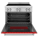 ZLINE 36 in. 4.6 cu. ft. Legacy Induction Range with 5 Element Cooktop and Electric Oven in Stainless Steel and Red Matte Door, Open Box-Great Condition