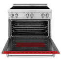 ZLINE 36 in. 4.6 cu. ft. Legacy Induction Range with 5 Element Cooktop and Electric Oven in Stainless Steel and Red Matte Door, Open Box-Good Condition