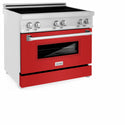 ZLINE 36 in. 4.6 cu. ft. Legacy Induction Range with 5 Element Cooktop and Electric Oven in Stainless Steel and Red Matte Door, Open Box-Great Condition