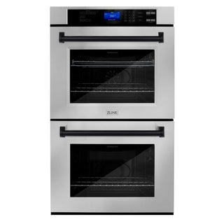 Buy matte-black ZLINE 30&quot; Autograph Edition Double Wall Oven with Self Clean and True Convection in DuraSnow Stainless Steel (AWDSZ-30)