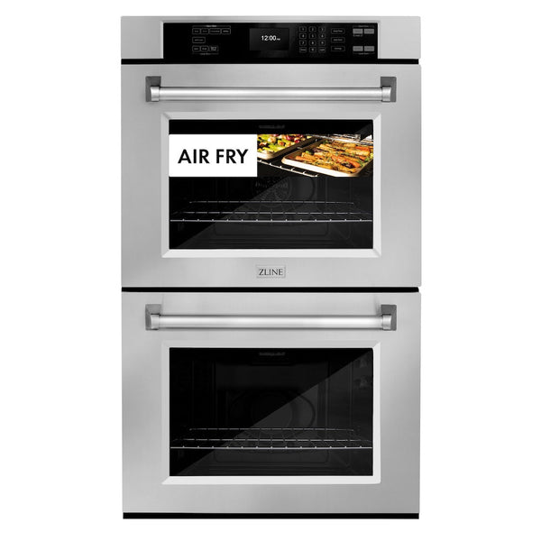ZLINE 30 in. Professional True Convection Double Wall Oven with Air Fry and Self Clean in Stainless Steel, Open Box-Good Condition