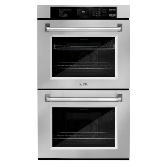 ZLINE 30 in. Professional True Convection Double Wall Oven with Air Fry and Self Clean in Stainless Steel, Open Box-Good Condition