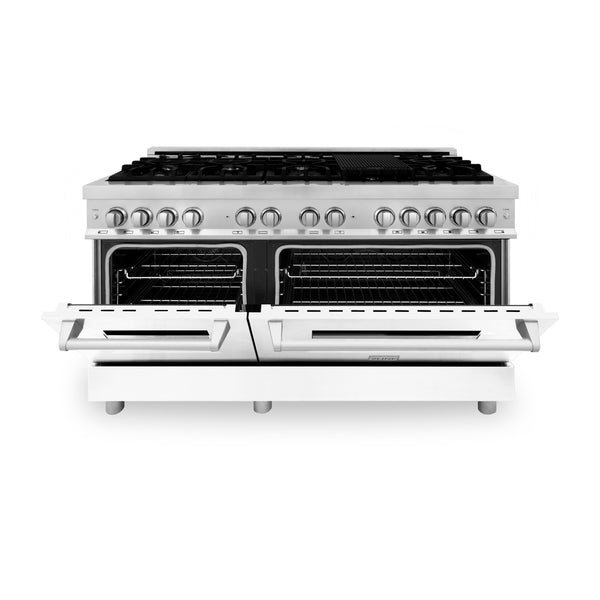 ZLINE 60 in. 7.4 cu. ft. Legacy Dual Fuel Range with 9 Burner Gas Cooktop and 2 Electric Convection Ovens