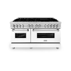 ZLINE 60 in. 7.4 cu. ft. Legacy Dual Fuel Range with 9 Burner Gas Cooktop and 2 Electric Convection Ovens in Stainless Steel and White Matte Doors (RA-WM-60)