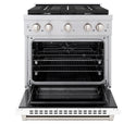 ZLINE 30 in. 4.2 cu. ft. Paramount Dual Fuel Range with 4 Burner Gas Cooktop and Electric Convection Oven in Stainless Steel with White Matte Door (SDR-WM-30)