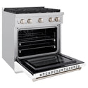 ZLINE 30 in. 4.2 cu. ft. Paramount Dual Fuel Range with 4 Burner Gas Cooktop and Electric Convection Oven in Stainless Steel with White Matte Door (SDR-WM-30)