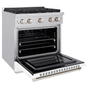 ZLINE 30 in. 4.2 cu. ft. 4 Burner Gas Range with Convection Gas Oven in Stainless Steel with White Matte Door (SGR-WM-30)