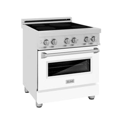 ZLINE 30 in. 4.0 cu. ft. Legacy Induction Range with 4 Element Cooktop and Electric Oven in Stainless Steel and White Matte Door, Open Box-Great Condition