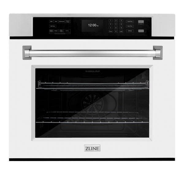 ZLINE 30 in. Professional True Convection Single Wall Oven with Air Fry and Self Clean in Stainless Steel with White Matte Door (WAS-WM-30)