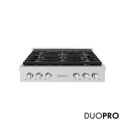 ZLINE 36 in. Paramount Gas Rangetop with 6 Burner DuoPro™ Cooktop in Stainless Steel
