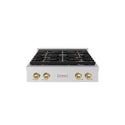 ZLINE Autograph Edition 30 in. Paramount Gas Rangetop with 4 Burner DuoPro™ Cooktop in Stainless Steel and Champagne Bronze Accents, Open Box-Great Condition
