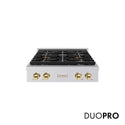ZLINE Autograph Edition 30 in. Paramount Gas Rangetop with 4 Burner DuoPro™ Cooktop in Stainless Steel and Polished Gold Accents, Open Box-Good Condition
