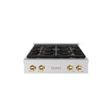 ZLINE Autograph Edition 30 in. Paramount Gas Rangetop with 4 Burner DuoPro™ Cooktop in Stainless Steel and Polished Gold Accents, Open Box-Great Condition