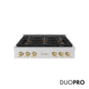 ZLINE Autograph Edition 36 in. Paramount Gas Rangetop with 6 Burner DuoPro™ Cooktop in Stainless Steel and Champagne Bronze Accents, Open Box-Great Condition