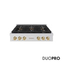 ZLINE Autograph Edition 36 in. Paramount Gas Rangetop with 6 Burner DuoPro™ Cooktop in Stainless Steel and Champagne Bronze Accents, Open Box-Good Condition