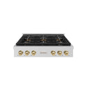 ZLINE Autograph Edition 36 in. Paramount Gas Rangetop with 6 Burner DuoPro™ Cooktop in Stainless Steel and Champagne Bronze Accents (PSRTZ-36-CB)