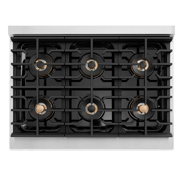 ZLINE Autograph Edition 36 in. Paramount Gas Rangetop with 6 Burner DuoPro™ Cooktop in Stainless Steel and Champagne Bronze Accents, Open Box-Great Condition