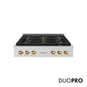 ZLINE Autograph Edition 36 in. Paramount Gas Rangetop with 6 Burner DuoPro™ Cooktop in Stainless Steel and Polished Gold Accents, Open Box-Great Condition