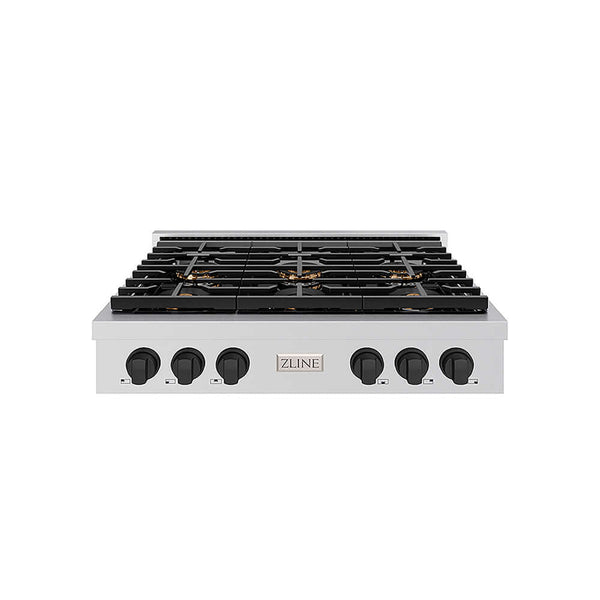 ZLINE Autograph Edition 36 in. Paramount Gas Rangetop with 6 Burner DuoPro™ Cooktop in Stainless Steel and Matte Black Accents, Open Box-Good Condition