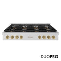 ZLINE Autograph Edition 48 in. Paramount Gas Rangetop with 8 Burner DuoPro™ Cooktop in Stainless Steel and Champagne Bronze Accents, Open Box-Great Condition