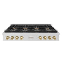 ZLINE Autograph Edition 48 in. Paramount Gas Rangetop with 8 Burner DuoPro™ Cooktop in Stainless Steel and Champagne Bronze Accents, Open Box-Great Condition